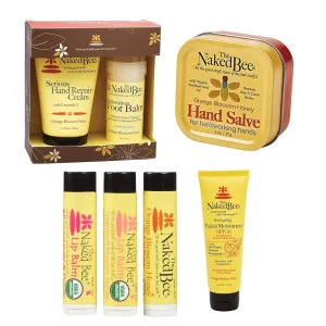 The Naked Bee 2.5oz Vitamin C Facial Moisturizer SPF 30   Lip Balm in Orange Blossom Honey   Hand & Cuticle Healing Salve   Orange Blossom Honey Serious Restoration For Hands & Feet Gift Set