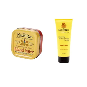 The Naked Bee Hand & Cuticle Healing Salve (1.5oz/Sunflower, Beeswax & Shea Butter)   Moisturizing Hand & Body Lotion 6.7oz Coconut & Honey