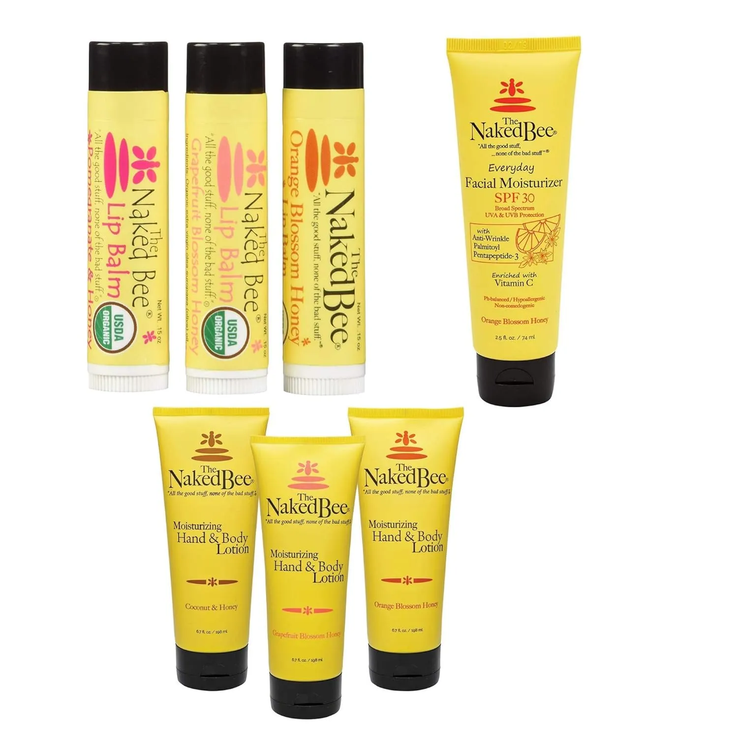 The Naked Bee Orange Blossom Honey, Grapefruit Blossom Honey and Coconut Honey, Hand & Body Lotion 6.7oz   Facial Moisturizer SPF 30 Vitamin C 2.5oz   Honey, Grapefruit Blossom Honey and Pomegranate
