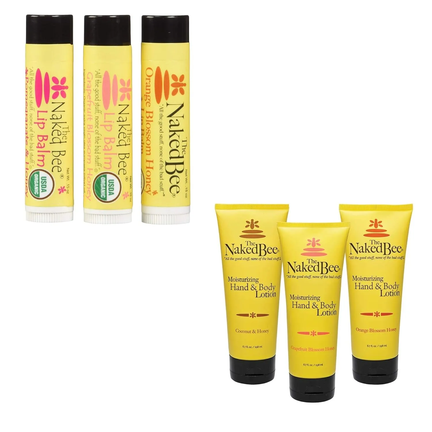 The Naked Bee Orange Blossom Honey Grapefruit Blossom Honey and Coconut Honey, Hand & Body Lotion 6.7oz   Grapefruit Blossom Honey, and Pomegranate & Honey 0.15oz