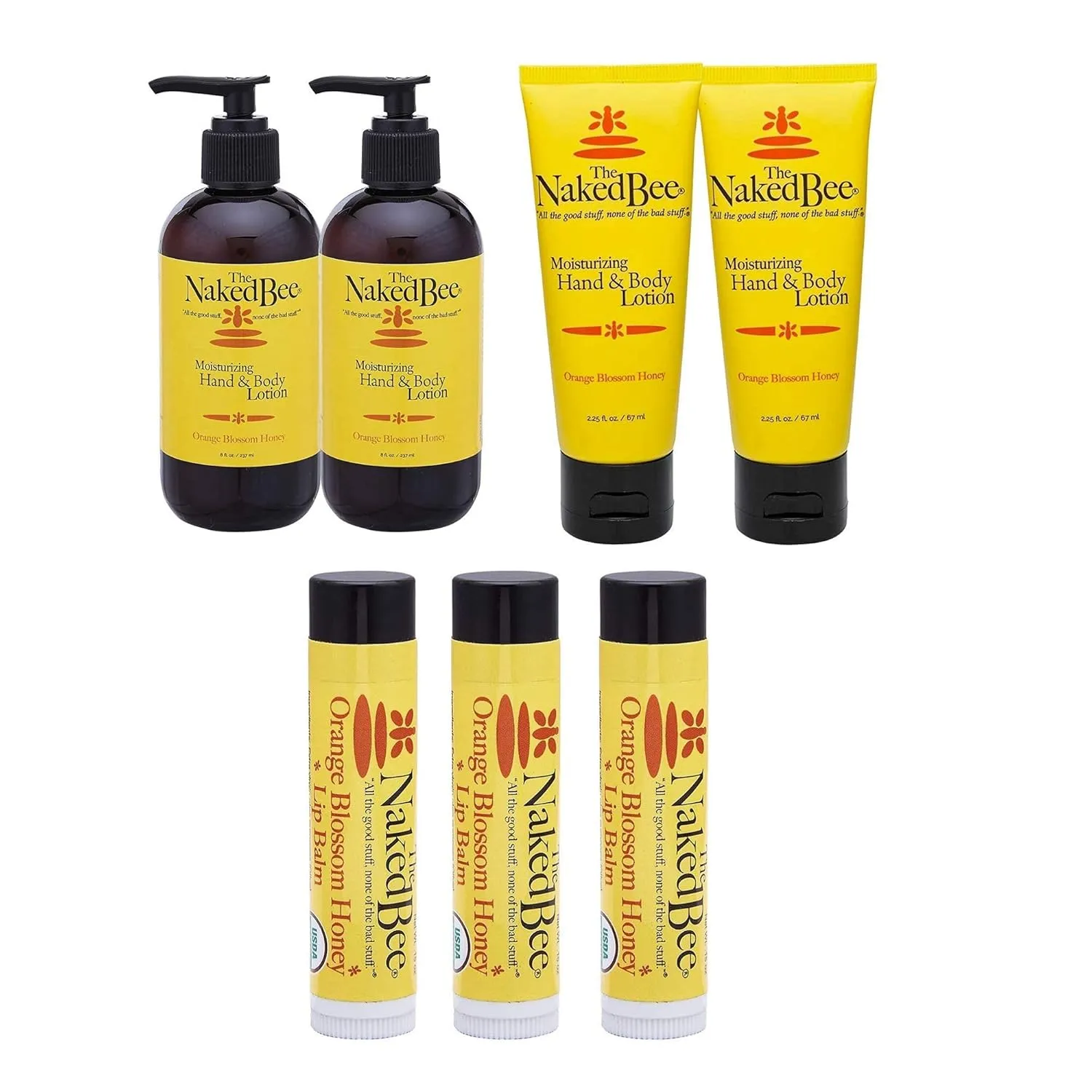 The Naked Bee Orange Blossom Honey Hand & Body Lotion 2.25oz   Honey Lip Balms   Hand & Body Lotion 8oz