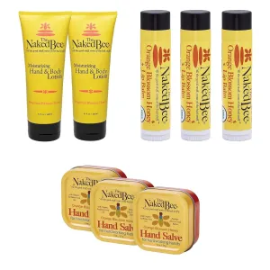 The Naked Bee Orange Blossom Honey Hand Salve 2oz   Grapefruit Blossom Honey Hand and Body Lotion 6.7oz   Organic Orange Blossom Honey Lip Balms