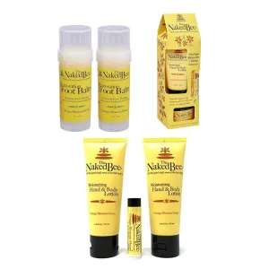 The Naked Bee Orange Blossom Honey Lotion and Lip Balm Set, Hydrating, Moisturizing, and Natural Skin Care Products Cruelty Free   Orange Blossom Honey Collection   Restoration Foot Balm
