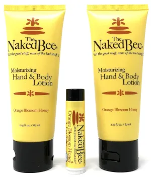 The Naked Bee Orange Blossom Honey Lotion and Lip Balm Set, Hydrating, Moisturizing, and Natural Skin Care Products Cruelty Free