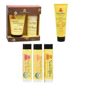 The Naked Bee Orange Blossom Honey Serious Restoration For Hands & Feet Gift Set   2.5oz Vitamin C Facial Moisturizer SPF 30   Lip Balm in Orange Blossom Honey, Grapefruit Blossom Honey 0.15oz