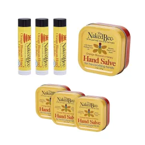 The Naked Bee Organic Blossom Honey Lip Balms   Hand & Cuticle Healing Salve1.5oz (Sunflower, Beeswax & Shea Butter)   Orange Blossom Honey Hand Salve 2oz