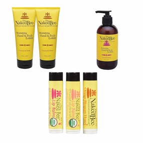 The Naked Bee Lip Balm in Orange Blossom Honey, Grapefruit Blossom Honey, and Pomegranate & Honey 0.150z   Jasmine & Honey 8oz   Coconut & Honey Moisturizing Hand & Body Lotion 6.7oz