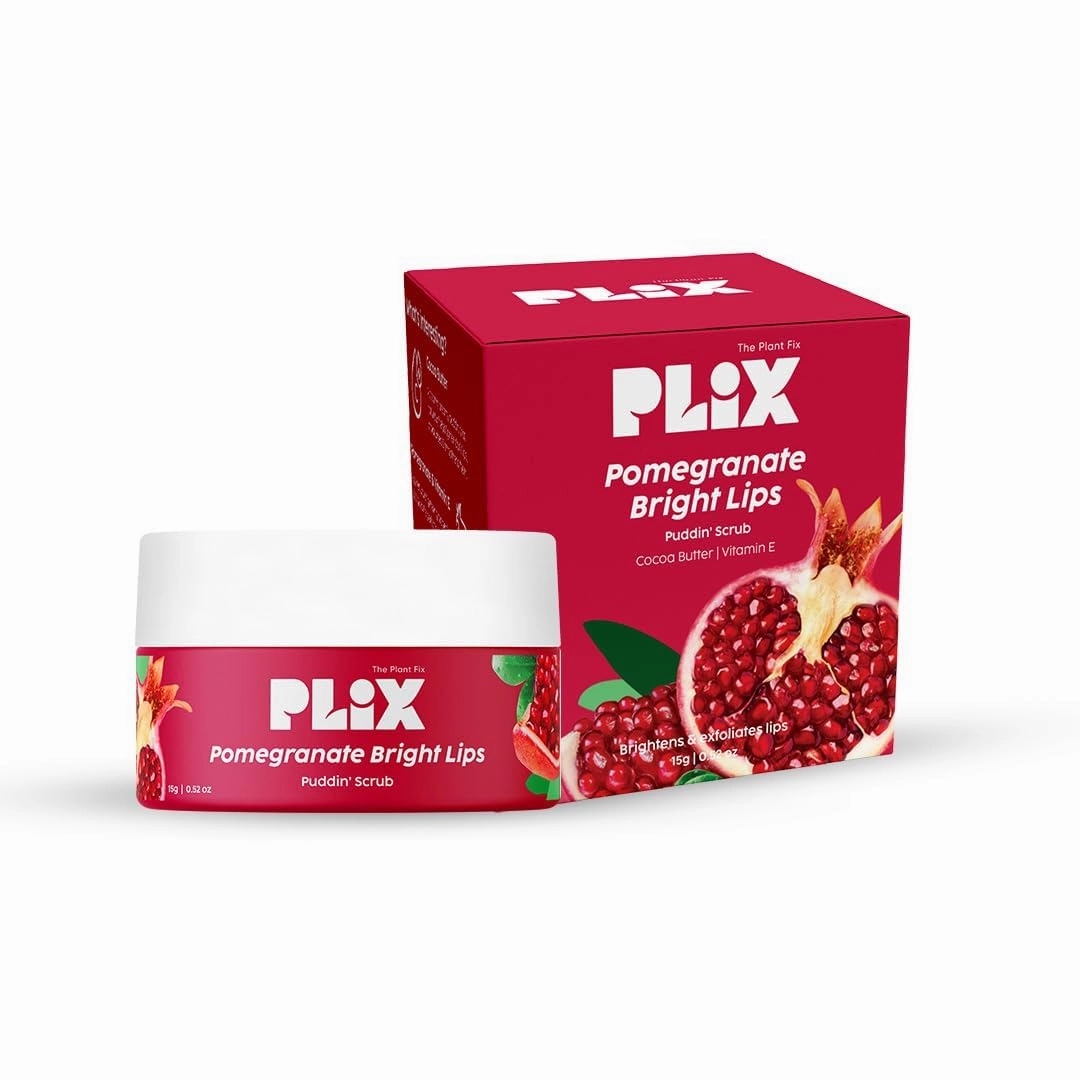 THE PLANT FIX Pomegranate Bright Lips Scrub | For Dry & Chapped Lips | Reduces Darkening & Pigmentation | Brightens & Exfoliates | Cocoa Butter & Vitamin E | 15 Gms