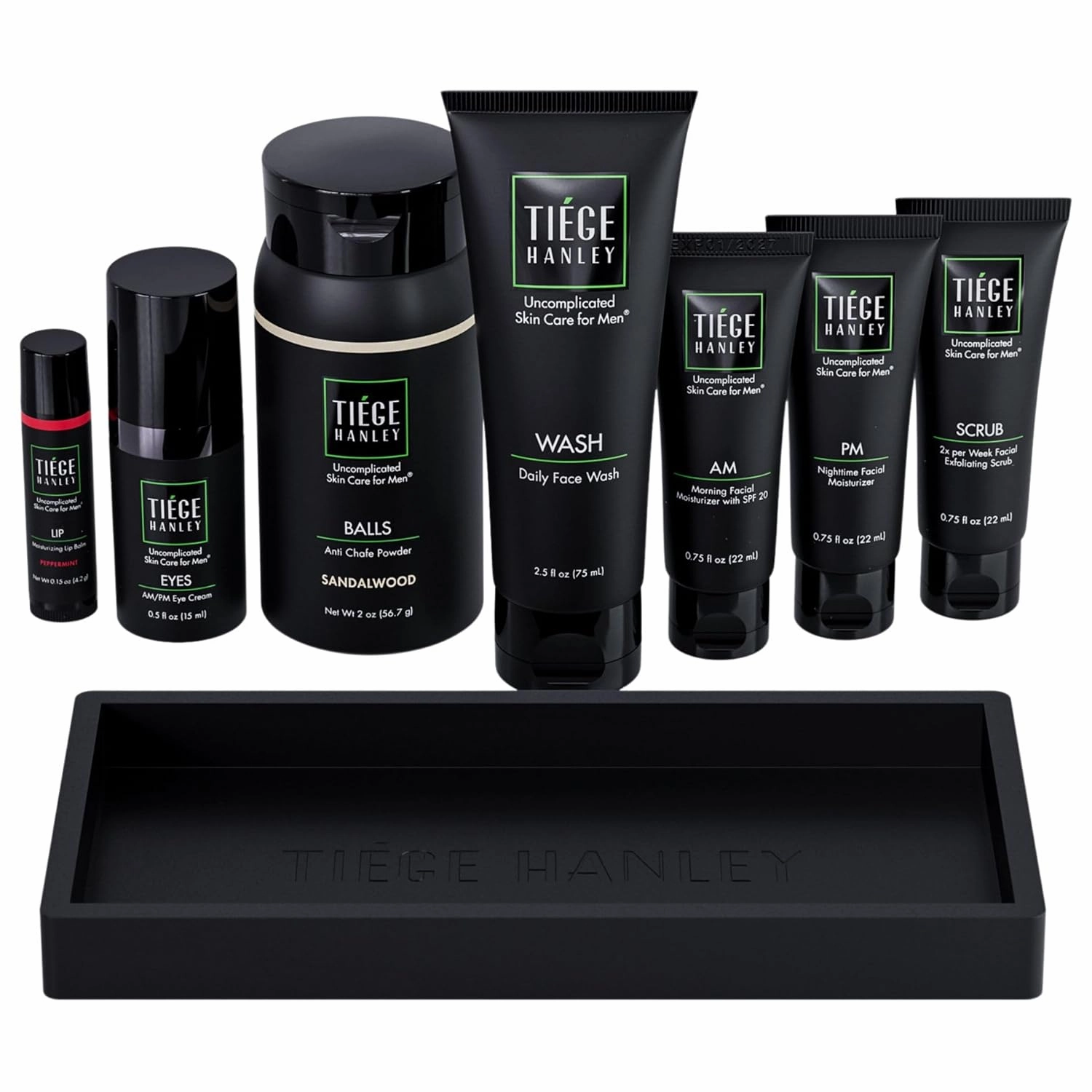 Tiege Hanley Men’s Skin Care Gift Set – Best Father’s Day Gift for Dad – Gold Grooming Kit Includes Face Wash, Scrub, AM/PM Moisturizers, Eye Cream, Body Powder, Lip Balm & Organizer Tray