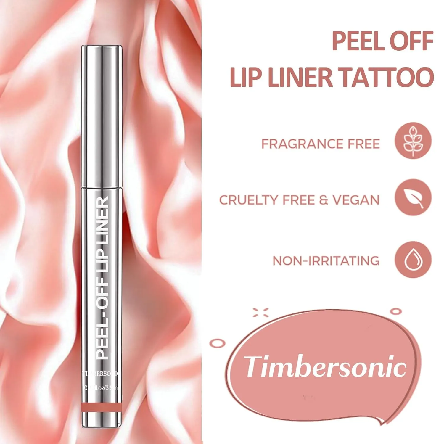 Timbersonic Peel off Lip Liner, Timbersonic Peel off Lip Stain, 8 Colors Lip Stain Peel off Tint Tattoo Color Waterproof Long-Lasting, No Smudging, Non-Stick Cup (#01 03 06)