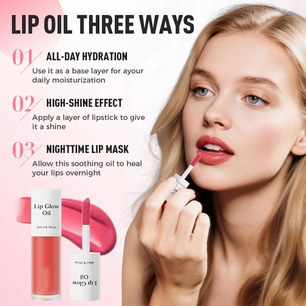 Tinted Lip Glow Oil - For Lush, Hydrated Lips with a Natural Glow,Sticky Long-Lasting Shiny Fruit Flavor Lip Stain,Moisturizing Plumping Revitalizing for Dry Lips (04#Cherry, 2 PCS)