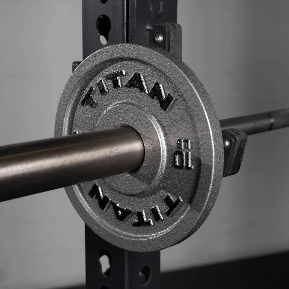 Titan Fitnes Cast Iron Olympic Plates, Classic Weight Plate Design, Silver Hammer Finish