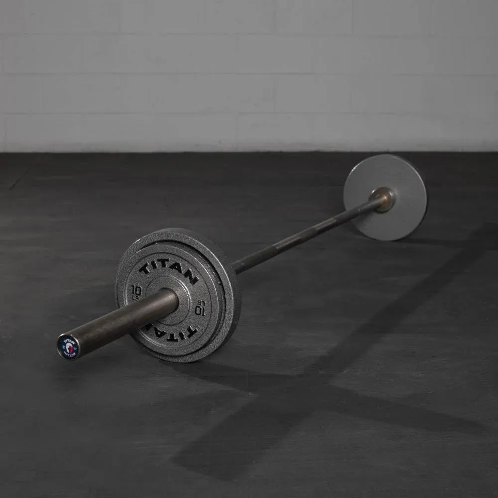 Titan Fitnes Cast Iron Olympic Plates, Classic Weight Plate Design, Silver Hammer Finish
