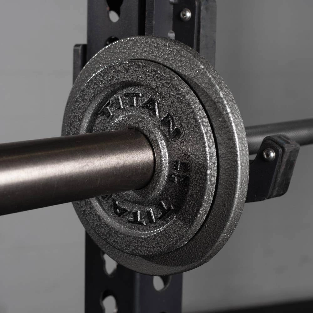 Titan Fitnes Cast Iron Olympic Plates, Classic Weight Plate Design, Silver Hammer Finish
