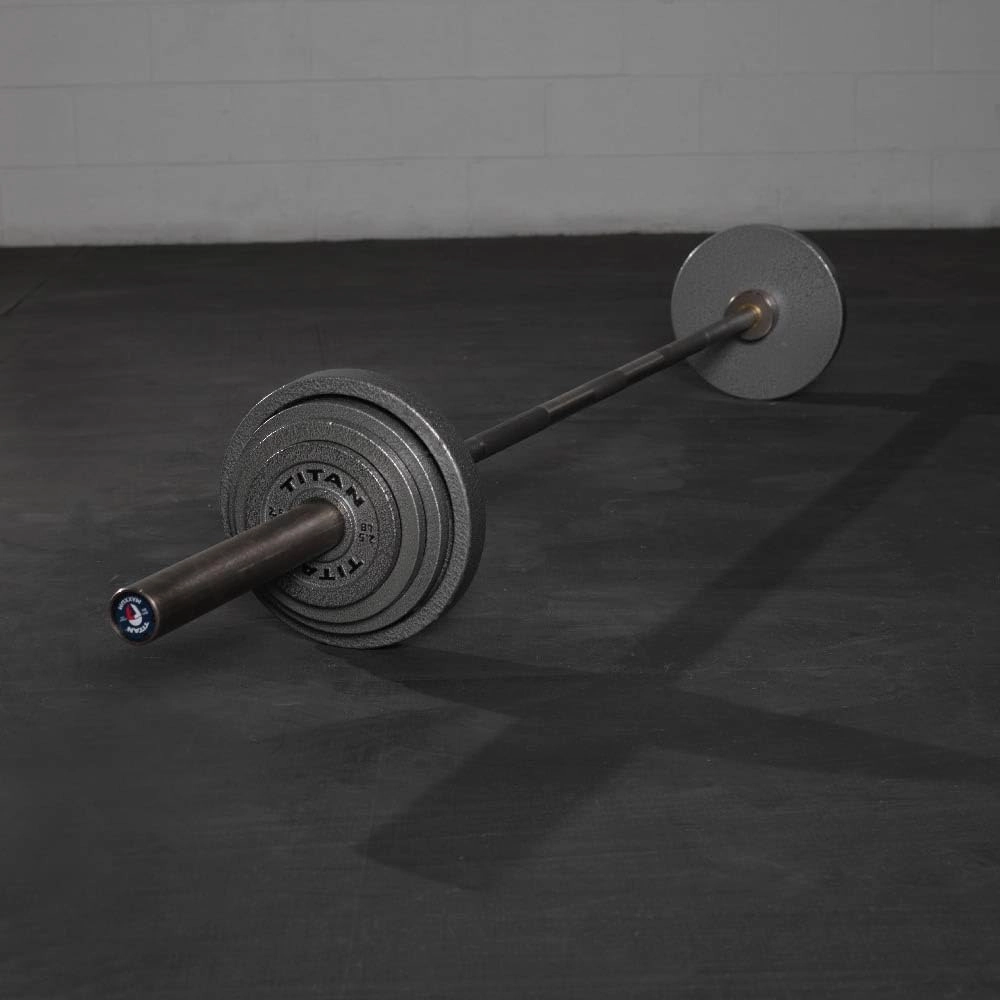 Titan Fitnes Cast Iron Olympic Plates, Classic Weight Plate Design, Silver Hammer Finish