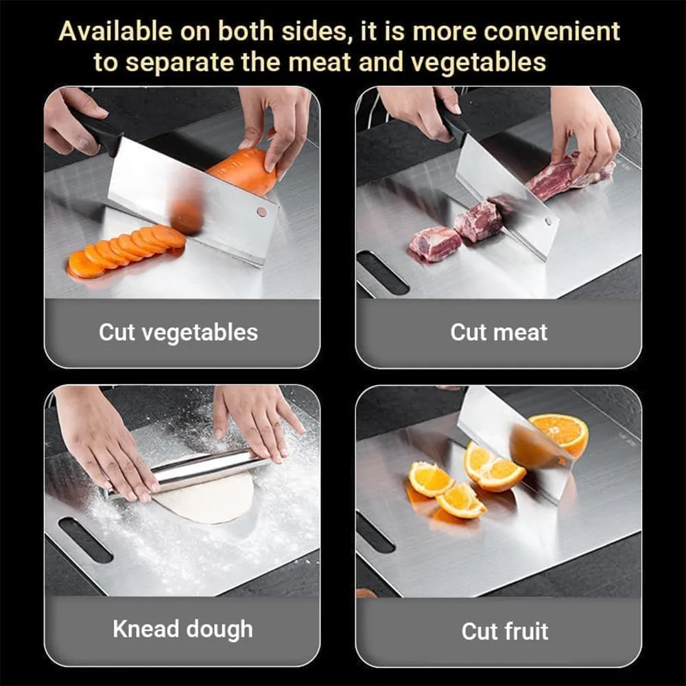 Titanium Cutting Board, Stainless Steel Food Grade, 14 * 10 Inch, Meat, Fruit, Vegetable, Silver, Rectangular, 0.05 inches Thick