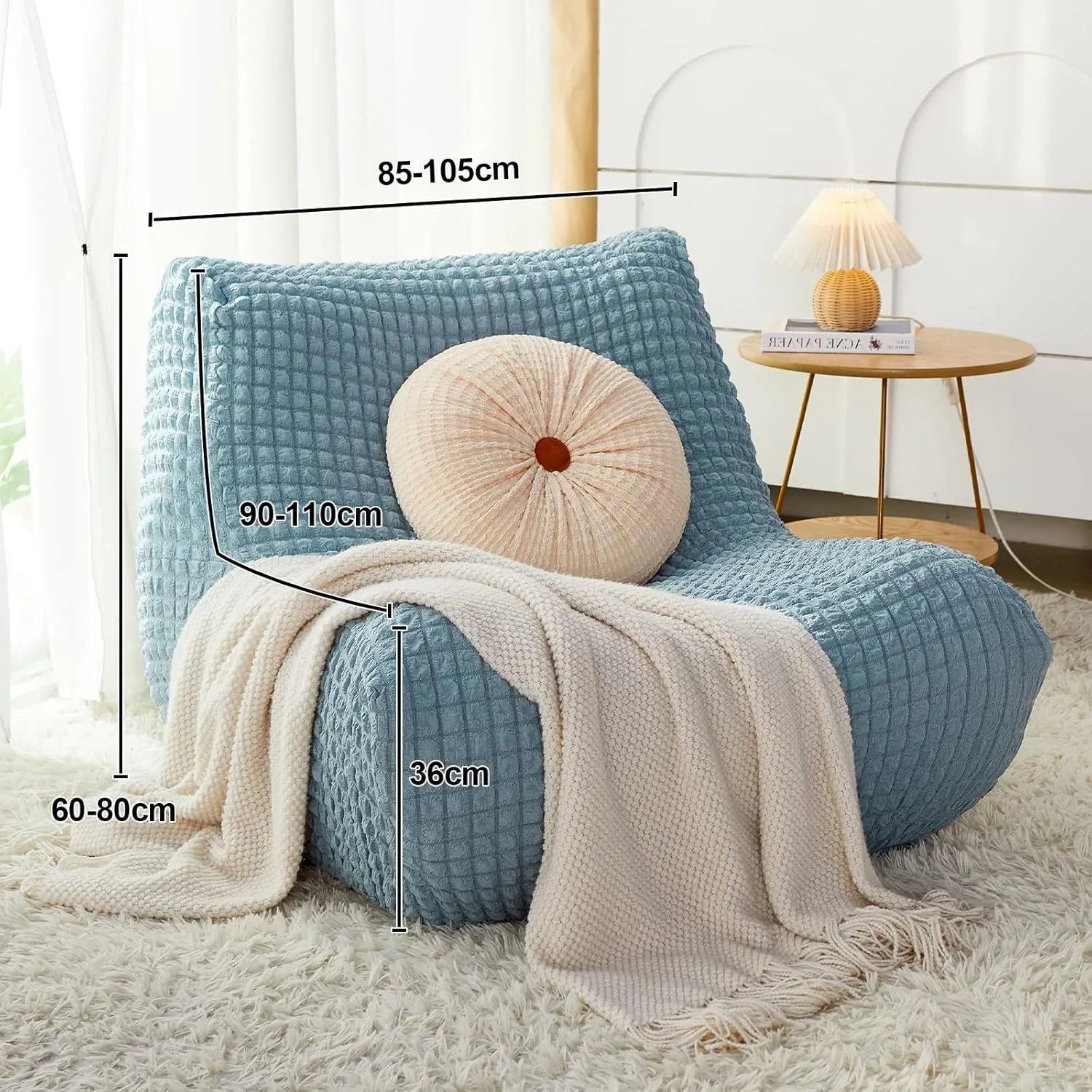 TOPCHANCES Fireside Chair Cover,Stretch Armless Lounge Chaise Slipcover Lazy Floor Sofa Couch Furniture Protector Bean Bag Couch Cover with Elastic Bottom for Living Room Bedroom