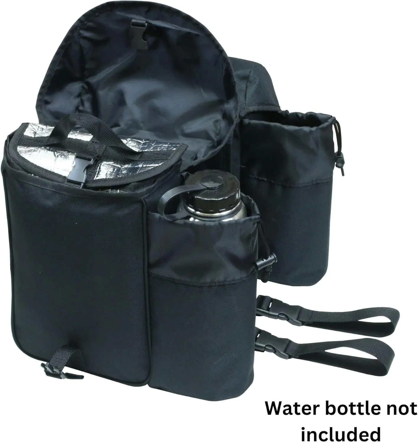 TrailMax Big Sky Saddlebags; Equine Saddle Bags with Two Water Bottle Holders; Rear Saddle Bags for Trail Riding on Horseback; Durable and Strong Nylon; Designed in Montana; Black
