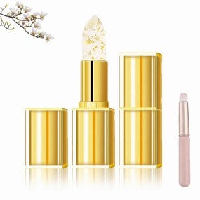 Transferproof Color Changing Lipstick, Bymolia Color Changing Lipstick, Long Lasting 24 Hours Moisturizing Glossy Shine Lip Gloss, Transparente Gold Crystal Balm For Women (aa,2pc)