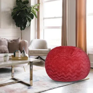 Transform Relaxation with 4ft Faux Fur Bean Bag Chair, Cozy and Easy-Clean Fabric for Children and Adults, Red