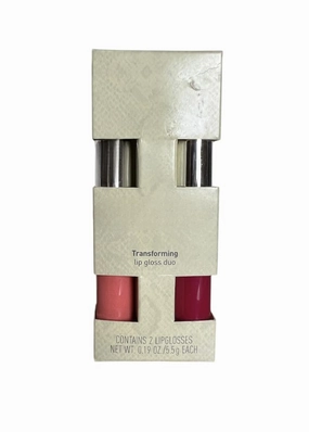 Transforming Lip Gloss Duo in Peach & Pink Shades for High Shine and Custom Color Blend, 0.19 oz each