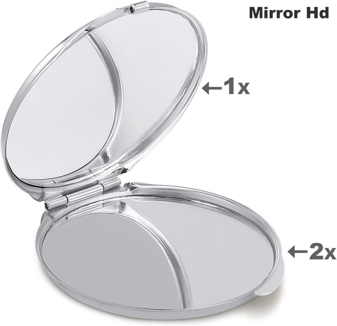 Travel Compact Makeup Mirror Cute Pocket Round Folding Mirror Indigo and Matt Gray Printed Portable 2 X 1x Magnification Makeup Mirror, Ideal for Handbag, Girls Gift