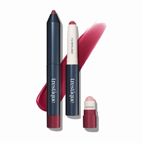 TRE'STIQUE Prime And Shine Lip Crayon, Refillable Shiny Lipstick With Built-in Primer, Clean Beauty Makeup, Lipstick For Women, 2-in-1 Glossy and Lip Primer