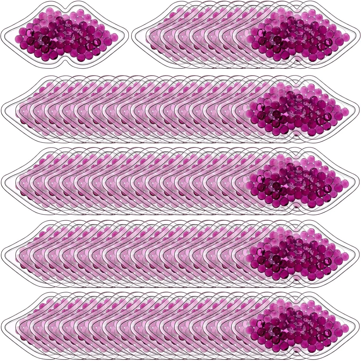 TrelaCo 60 Pcs Gel Lip Ice Pack Bulk Reusable Boo Boo Packs Ice Bag for Injuries Lip Shape Mini Cold Compress for Headaches Tired Eyes Swelling Teeth Pain Relief(Purple)