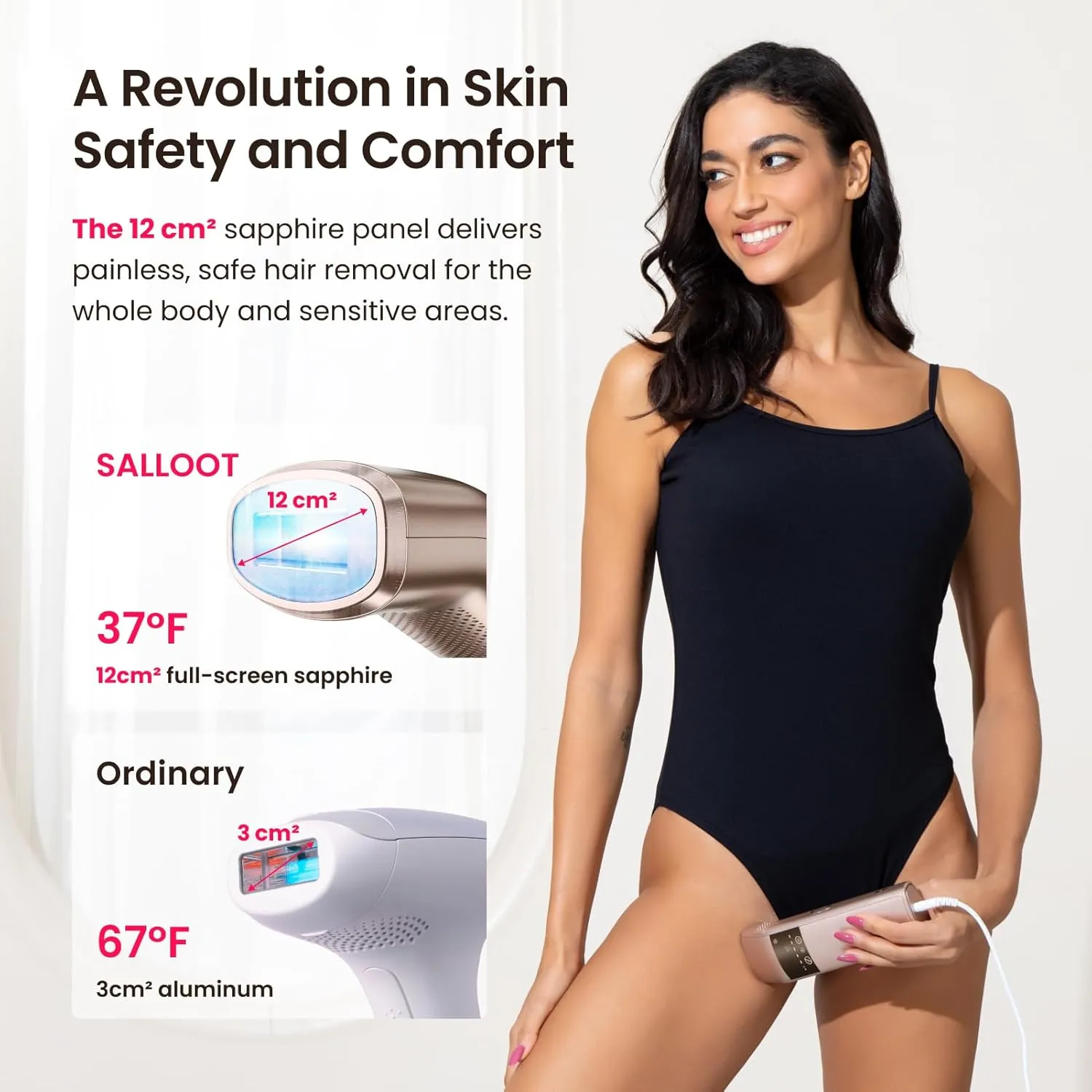 TRIPLE-Pulse IPL Laser Hair Removal, Comfort Sapphire 37°F Ice-Cooling Contact Hair Removal Device for Women and Men, Effective, Permanent Hair Removal at Home, Trinity iGlow 10 (Champagne Gold)