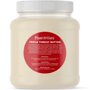 Triple Threat Body Butter 3 lbs. Bulk - Blend of Shea, Mango & Coconut Oil - 100% Pure Natural Raw Unrefined Moisturizer For Dry Skin, Face And Hair. Great For Lip Balm and Soap Making