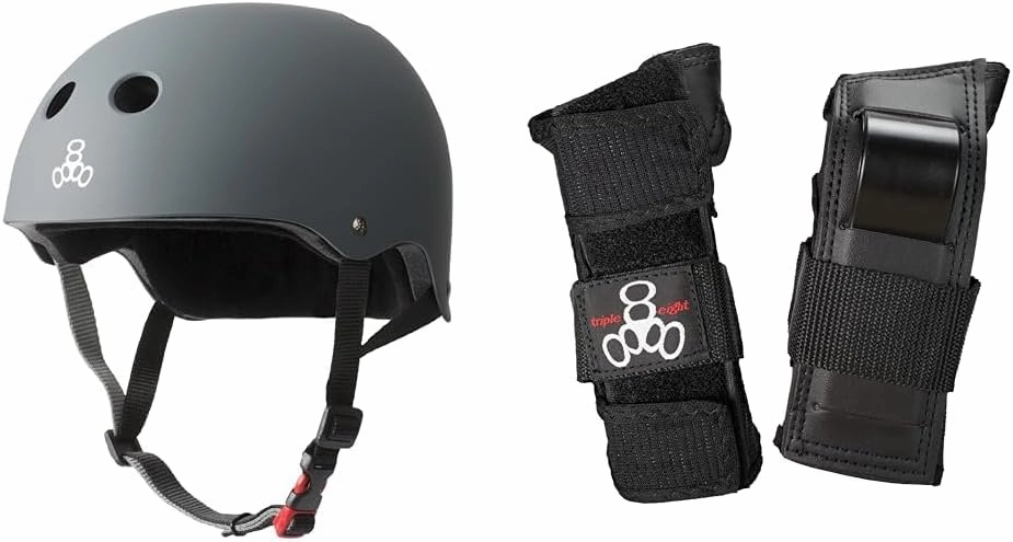 Triple Eight The Certified Sweatsaver Skate Helmet and Wristsavers for Skateboarding, BMX, Roller Skating