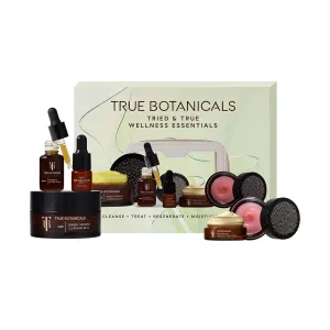 True Botanicals Tried & True Wellness Essentials Bundle | Ginger Turmeric Cleansing Balm | Chebula Active Serum | Pure Radiance Oil | Phyto-Retinol Advanced Clinical Cream | Glossy Lip Balm