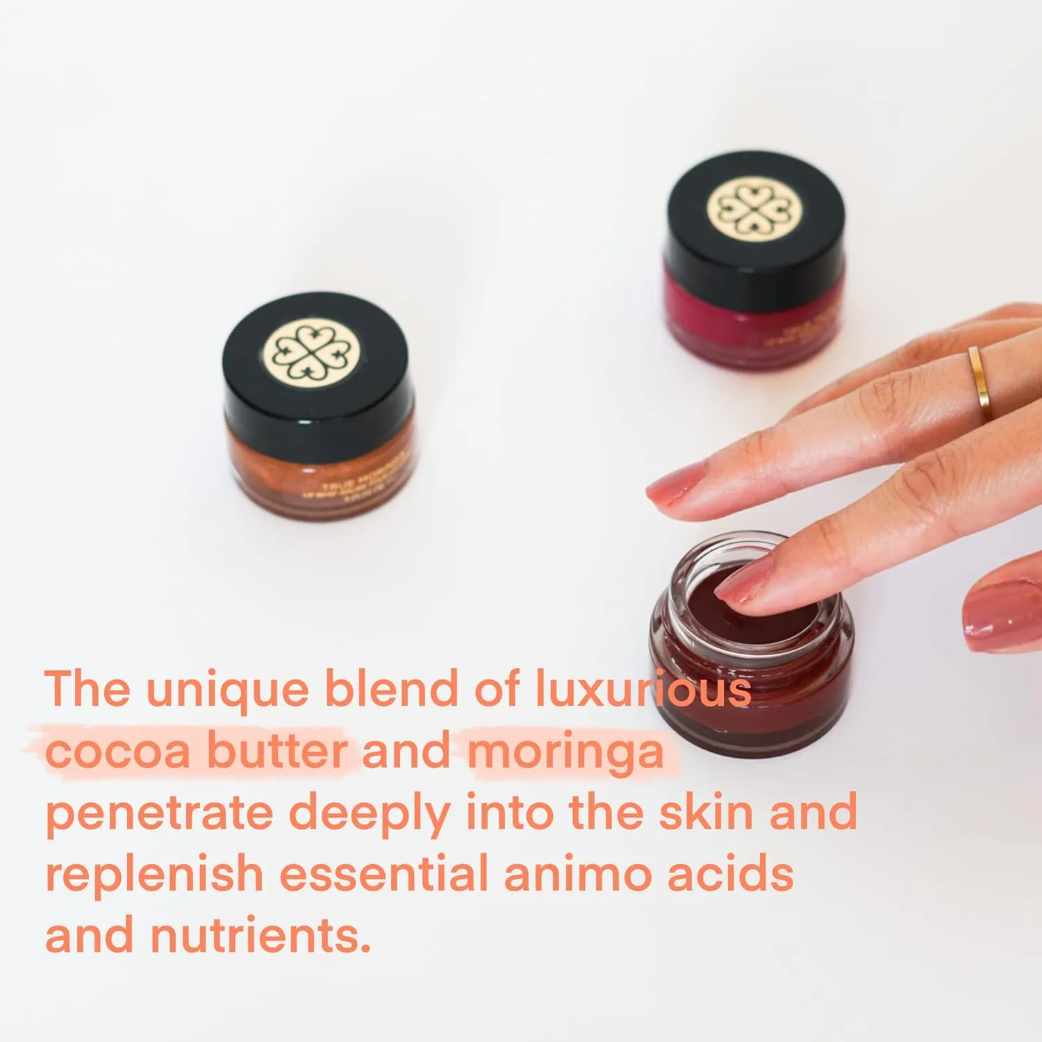 True Moringa Tinted Lip Balm - Moonlight White Gold Peppermint Lip Whip - Luxury Organic Lip Gloss Tinted Moisturizer - Natural Vegan Lip Tint Shimmer - 0.25 Ounce