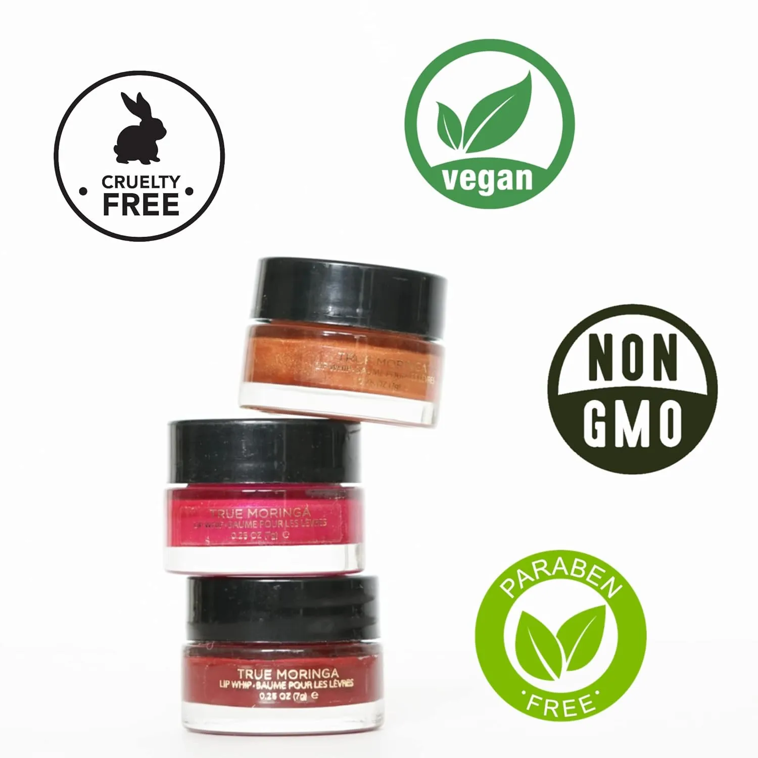 True Moringa Tinted Lip Balm - Moonlight White Gold Peppermint Lip Whip - Luxury Organic Lip Gloss Tinted Moisturizer - Natural Vegan Lip Tint Shimmer - 0.25 Ounce