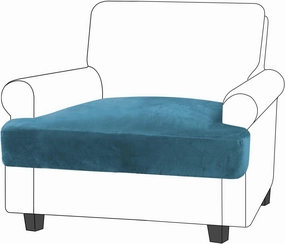 Turquoize Velvet T Cushion Chair Slipcover T Cushion Covers for Living Room Armchair Sofa Cover T Shape Cuchion Slipcover Chair Seat Covers with Elastic Bands, (1 T-Cushion, Peacock Blue)