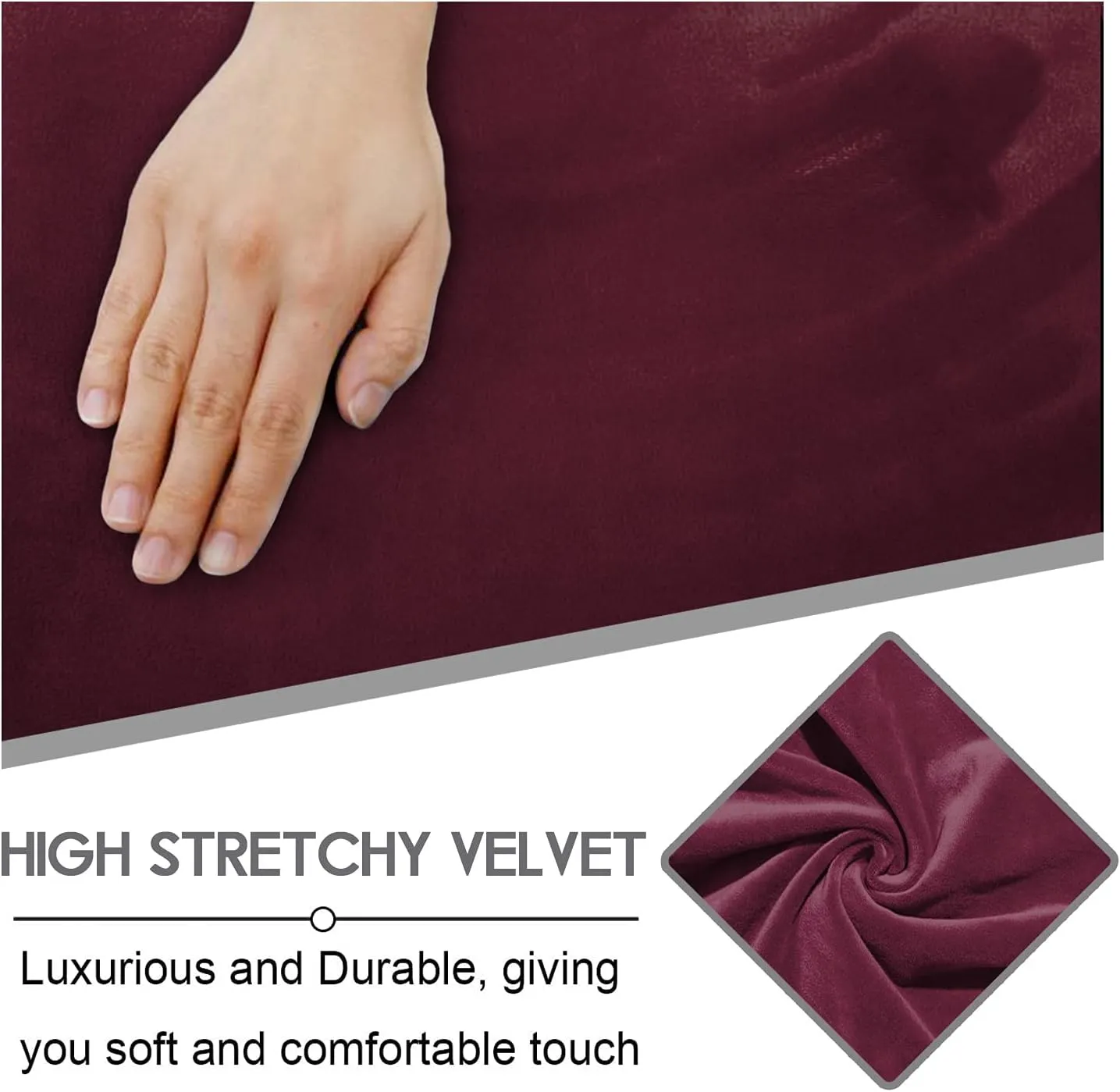 ULTICOR 7-Piece L Shape Sectional Recliner Sofa Covers, Velvet Stretch Reclining Couch Covers for Reclining L Shape Sofa, Thick, Soft, Washable (Burgundy - Wine, L Shape 5 Seat Recliner Cover)
