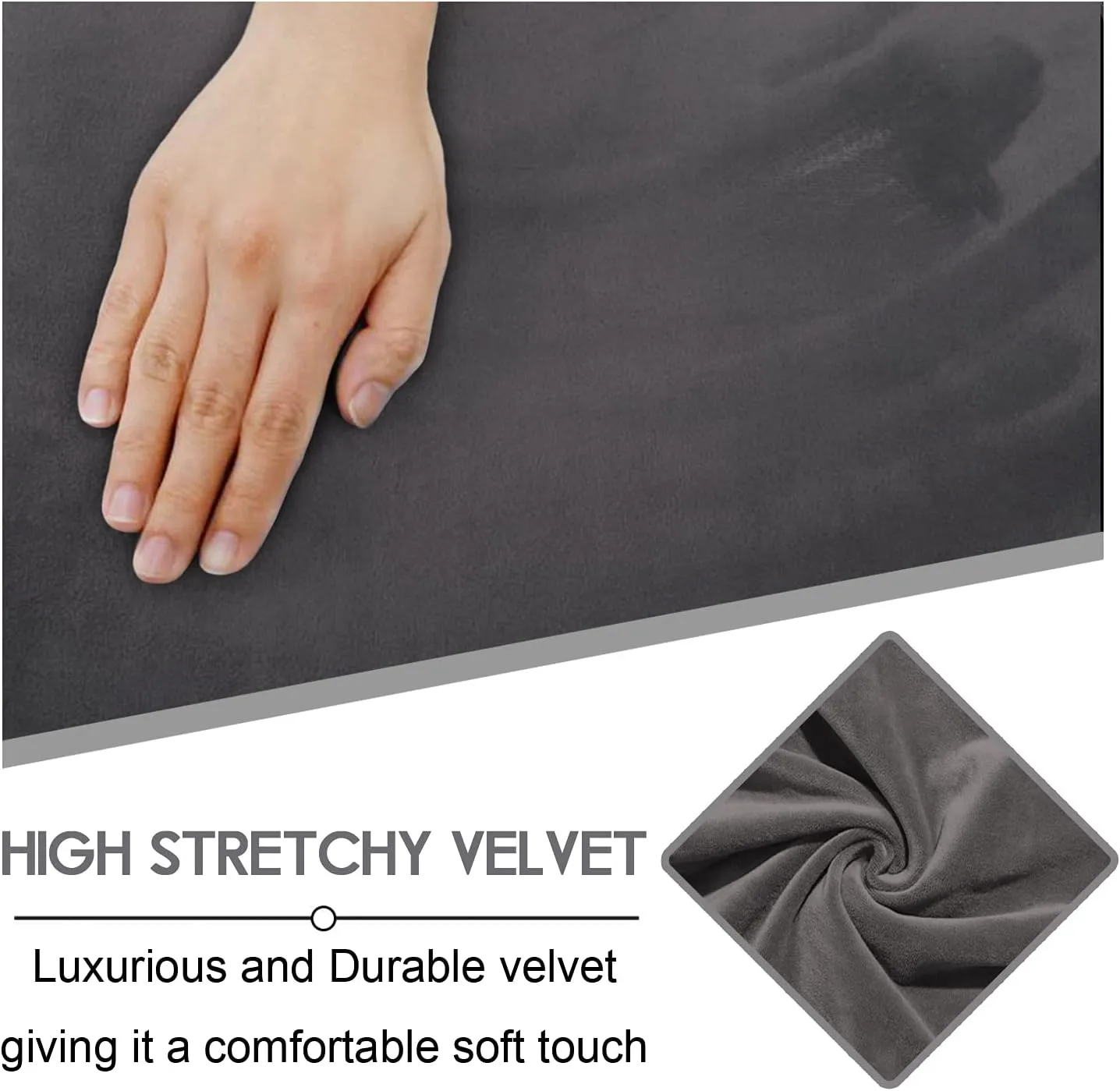 ULTICOR 7-Piece Sectional Sofa Covers, Velvet Stretch Reclining Couch Covers for Reclining L Shape Sofa, Thick, Soft, Washable (Dark Grey, 5 Seat Recliner Cover)