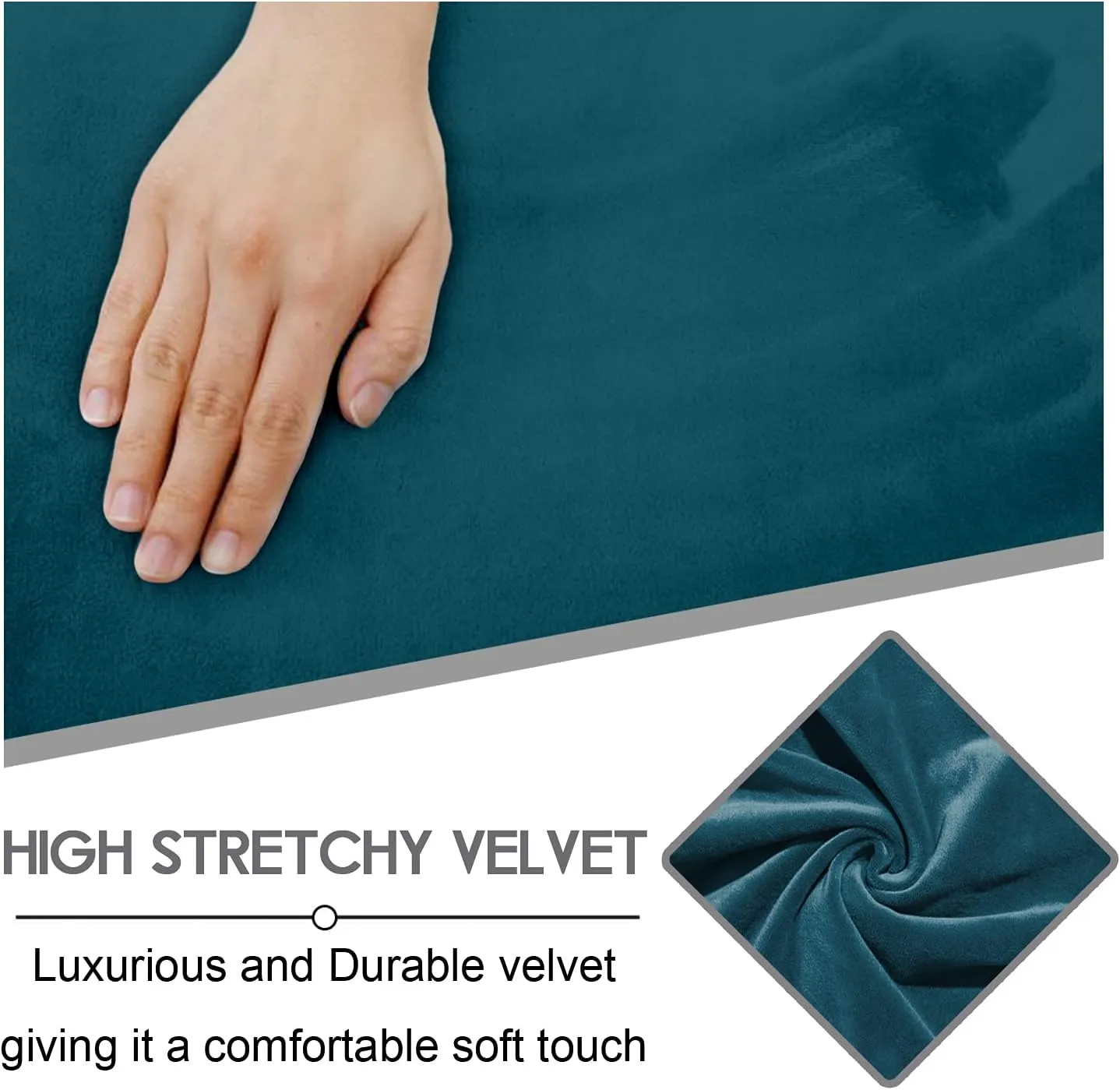 ULTICOR Velvet 7-Piece Sectional Recliner Sofa Cover (Deep Teal, L Shape 5 Seat, Sturdy, Soft, Washable)