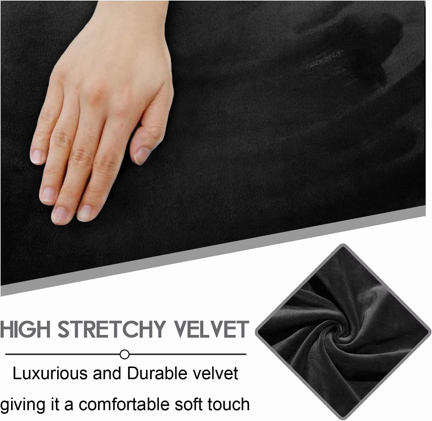 ULTICOR 7-Piece L Shape Sectional Recliner Sofa Covers, Velvet Stretch Reclining Couch Covers for Sofa, Thick, Soft, Washable (Black, 5 Seat Cover)