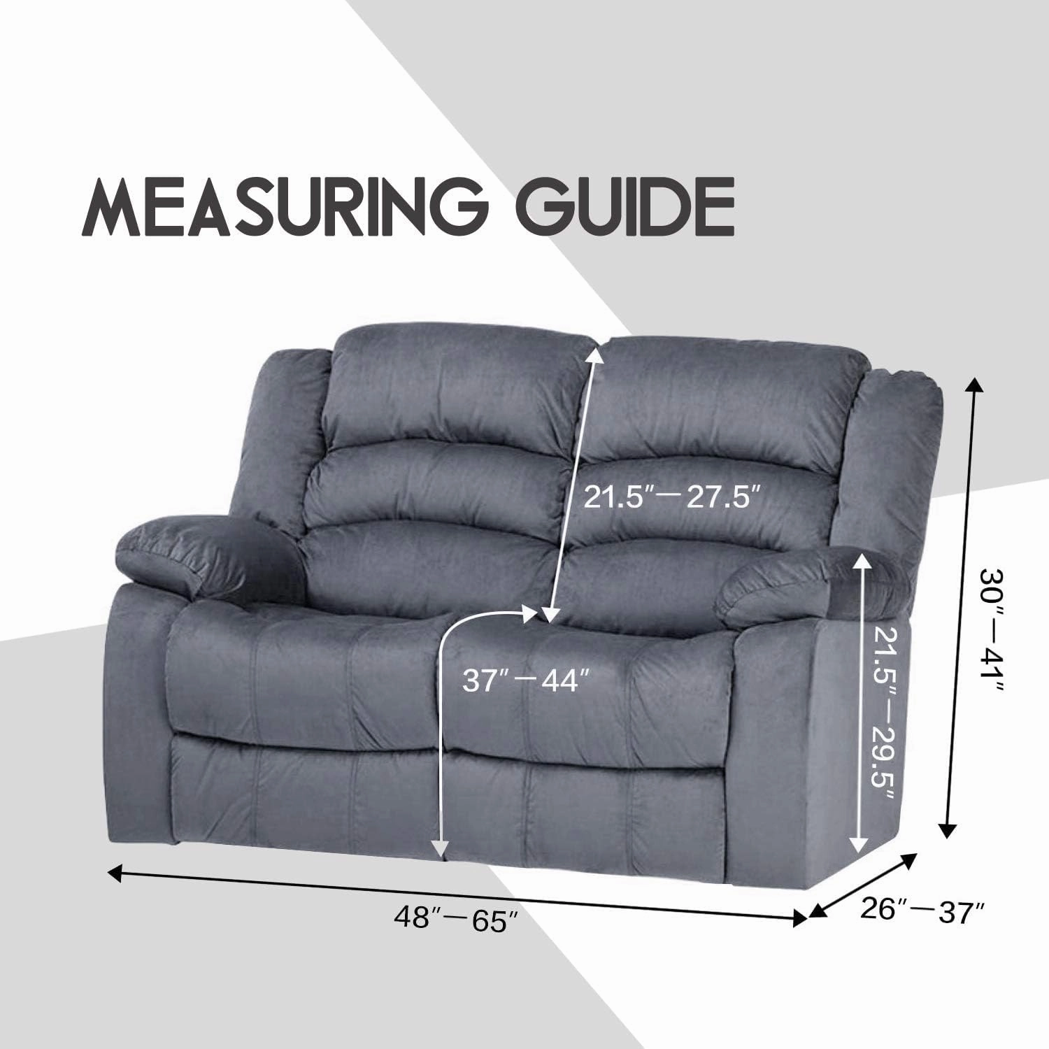 ULTICOR Reclining Love Seat Slipcover, 48" - 65" L, 6-Piece Velvet Stretch Loveseat Reclining Sofa Covers, 2 seat Love seat Recliner Cover, Thick, Soft, Washable (Black)