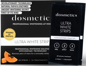 Ultra Teeth Whitening Strips with Papain, Papaya 28 Piece Sensitive Teeth Whitening Strips, Non Slip Whitener Strips Reduced Sensitivity, Whitening Strips Coffee Wine Stains, 14 Applications