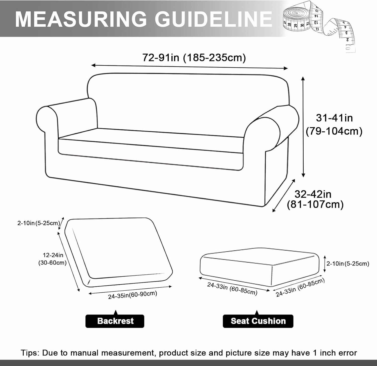 UNBBRRL 7 Piece Couch Covers for Sofa, Replacement Ektorp Sofa Cover 3 Seat with 1 Main Cover / 3 Seat Cushion Covers / 3 Backrest Covers, Velvet Settee Cover 3 Seater (Light Blue)