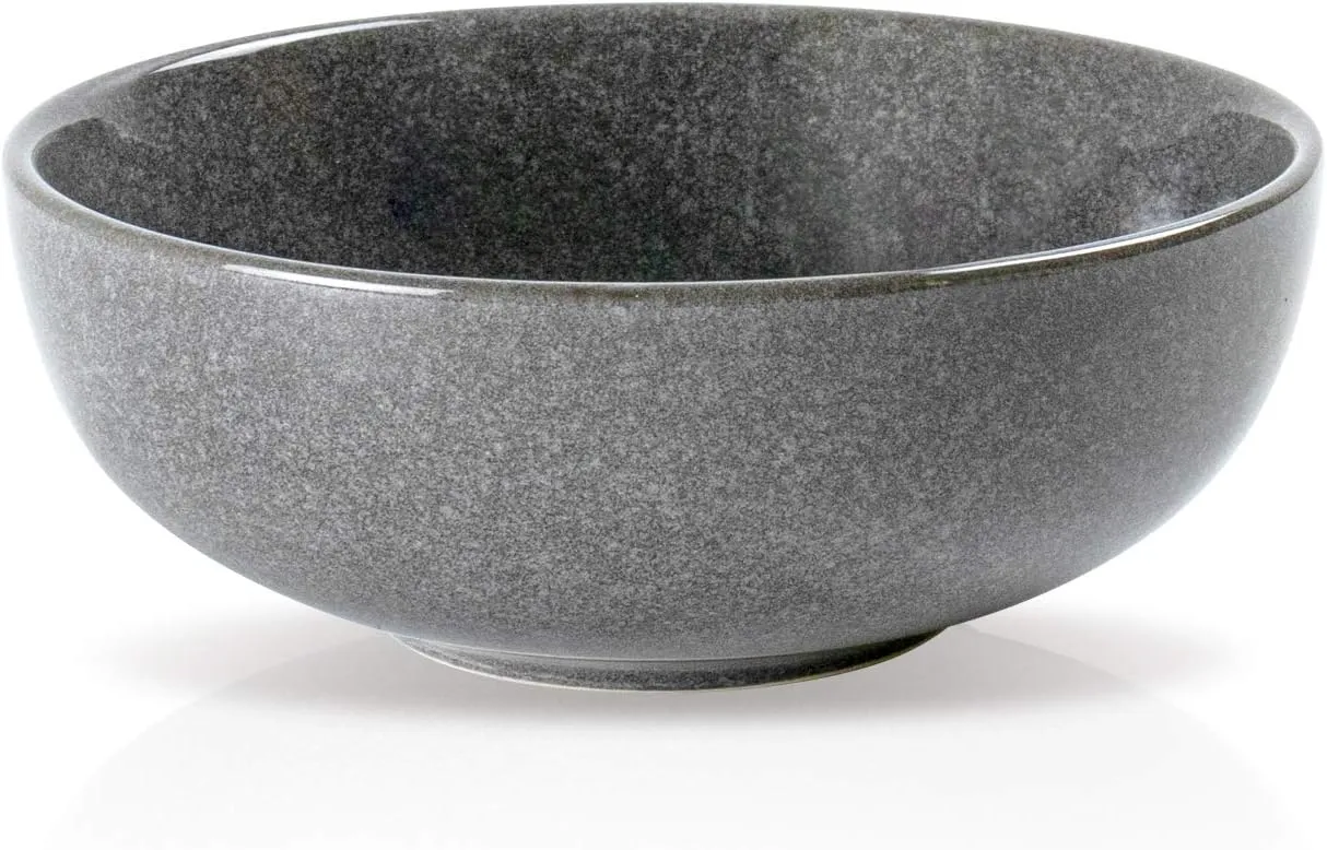 UNICASA Ceramic Cereal Bowls Set, 18 OZ Salads Bowls Set of 4, Dessert Serving Bowl for Soup, Reactive Glaze Ramen Bowls, Microwave Oven and Dishwasher Safe, Grey