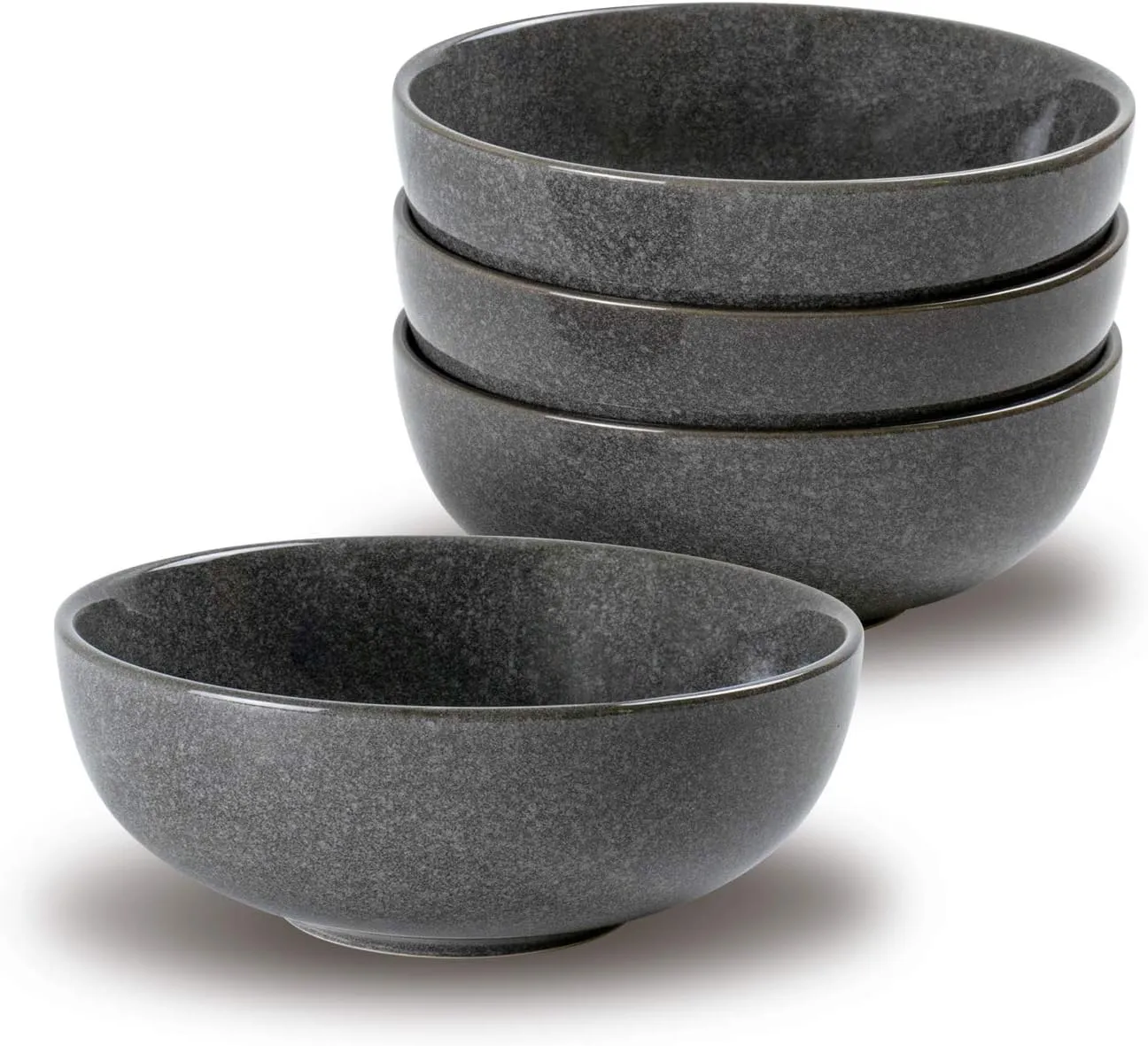 UNICASA Ceramic Cereal Bowls Set, 18 OZ Salads Bowls Set of 4, Dessert Serving Bowl for Soup, Reactive Glaze Ramen Bowls, Microwave Oven and Dishwasher Safe, Grey