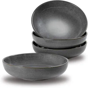 UNICASA Ceramic Pasta Bowls, Porcelain Salad Bowls Set of 4, 26 oz Soup Bowl for Kitchen, Large Serving Bowls, Reactive Glaze Dish Bowls, Microwave and Dishwasher Safe Bowls, Grey