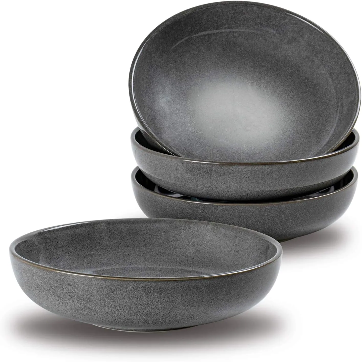 UNICASA Ceramic Pasta Bowls, Porcelain Salad Bowls Set of 4, 26 oz Soup Bowl for Kitchen, Large Serving Bowls, Reactive Glaze Dish Bowls, Microwave and Dishwasher Safe Bowls, Grey