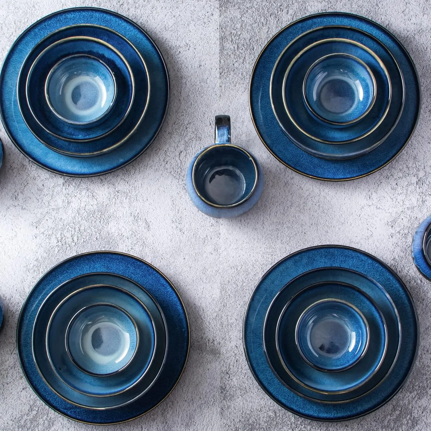 UNICASA Ceramic Small Bowls Set, 8 OZ Cereal Bowls Set of 4, Porcelain Reactive Glaze Rice Bowls, Dessert Bowls for Ice Cream, Serving Bowls for Dipping, Rice, Soup, Dishwasher & Microwave Safe, Blue