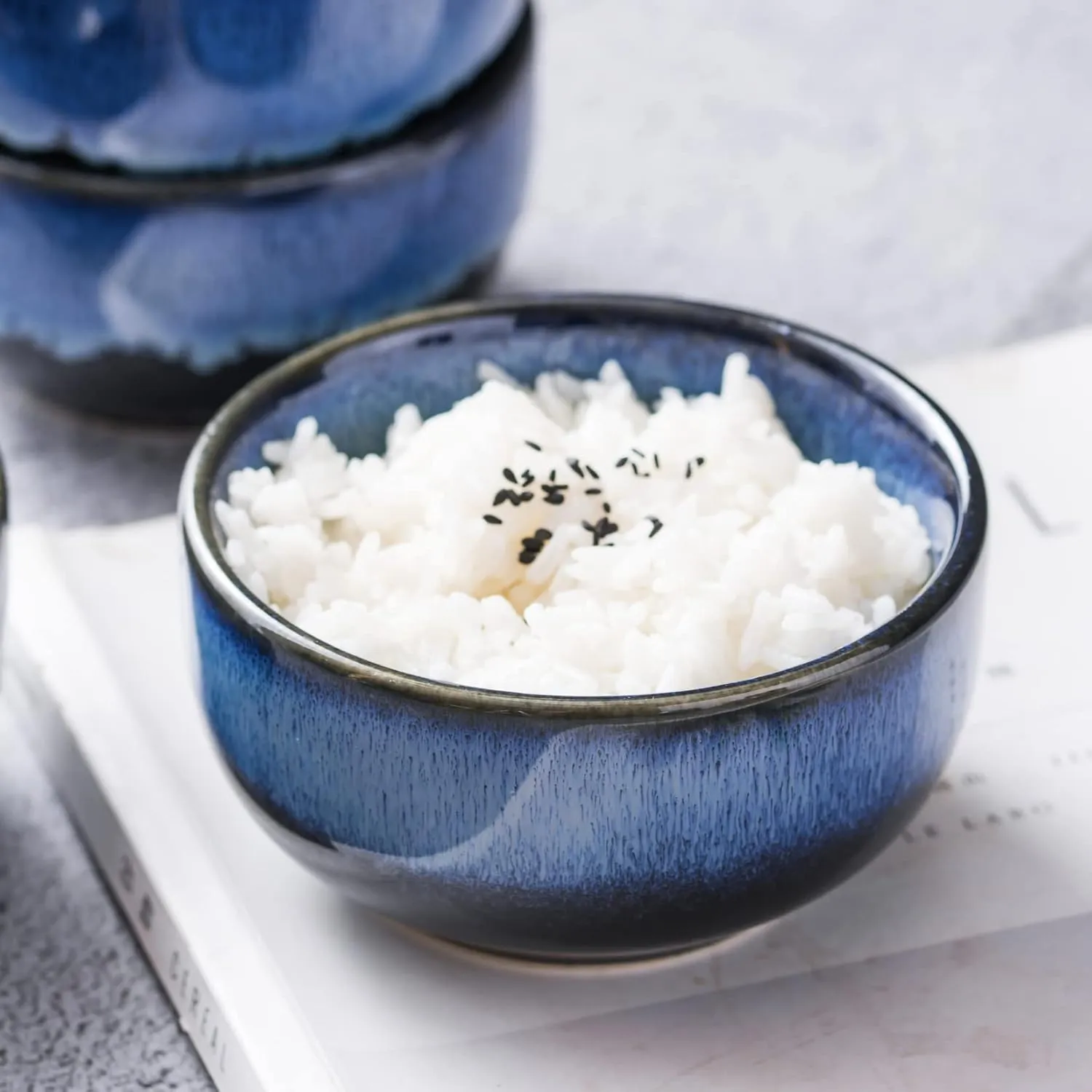 UNICASA Ceramic Small Bowls Set, 8 OZ Cereal Bowls Set of 4, Porcelain Reactive Glaze Rice Bowls, Dessert Bowls for Ice Cream, Serving Bowls for Dipping, Rice, Soup, Dishwasher & Microwave Safe, Blue