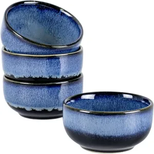 UNICASA Ceramic Small Bowls Set, 8 OZ Cereal Bowls Set of 4, Porcelain Reactive Glaze Rice Bowls, Dessert Bowls for Ice Cream, Serving Bowls for Dipping, Rice, Soup, Dishwasher & Microwave Safe, Blue