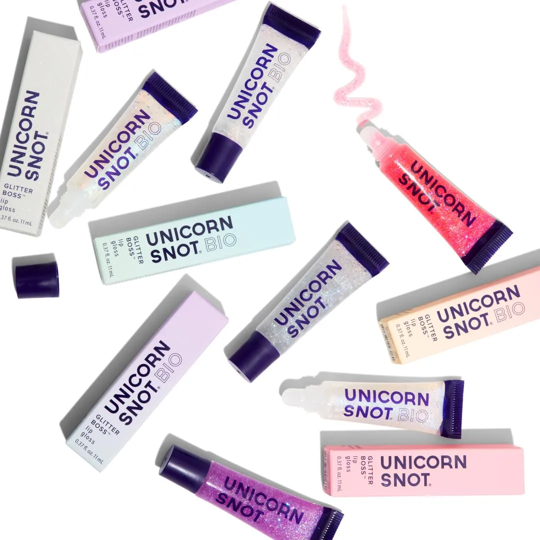 UNICORN SNOT Glitter Lip Gloss - Sparkly Lip Shine - Stocking Stuffers for Women, Gifts for Teen Girls - Vegan & Cruelty-Free Non-Sticky Formula Gloss Glitter Makeup - Original Set of 3